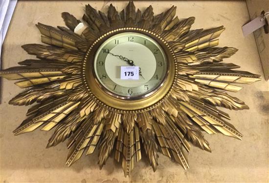 20th century sunburst wall clock